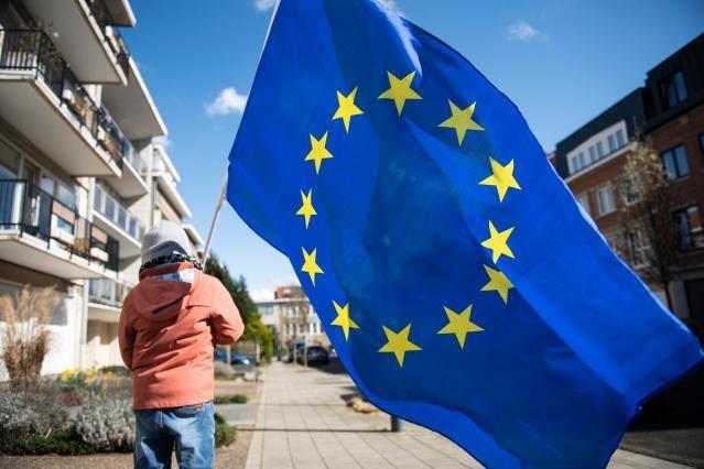 A child with the European flag